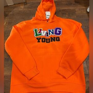Bleecker and Mercer “living young” Orange Hoodie 2xl nwt